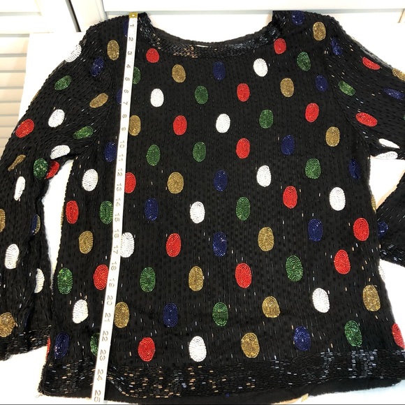 Vintage Beaded Black Silk Top - Picture 7 of 10